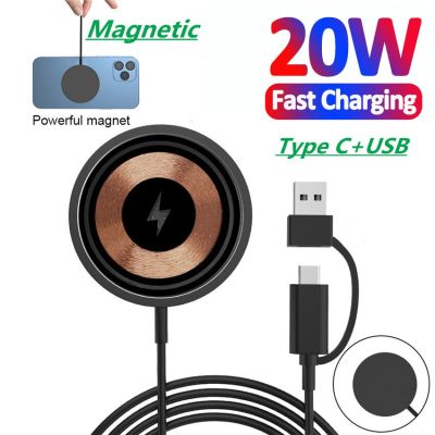 20W Fast Magnetic Wireless Charger Pad Stand For iPhone 14 13 12 Pro Max Mini USB Type C Fast Charging Station Cable Accessories Wall Chargers