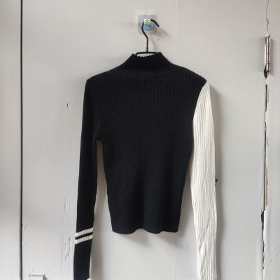 ZARAˉ Zs Foreign Trade Last Single Product Black And White Splicing Turtleneck Sweater