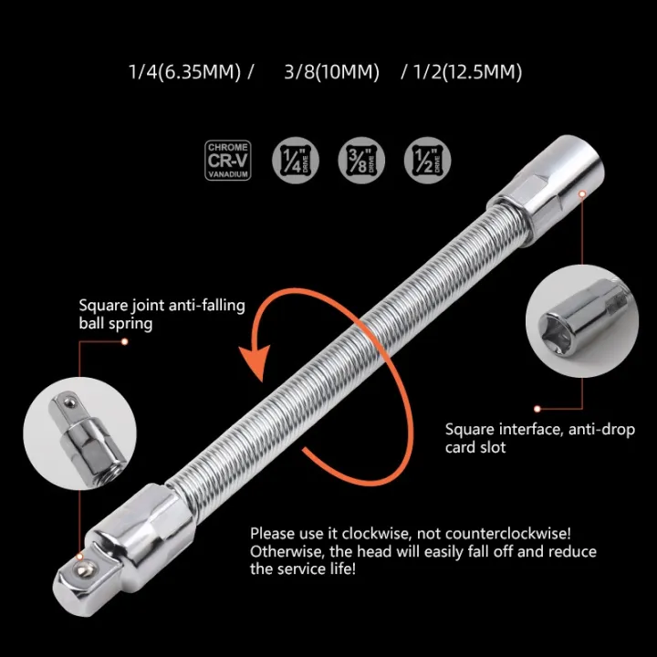 1-4-3-8-1-2-drive-flexible-socket-extension-bar-adapter-metal-shaft-conversion-head-high-torque-socket-ratchet-wrench-extender