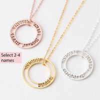 【DT】hot！ Custom Necklace for Personalized Mom Kids with Name Jewelry Choker Hollow Out Round Pendant collar hombres