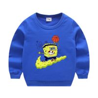 SpongeBob เสื้อกันหนาวสำหรับเด็กชายหญิงแขนยาวพิมพ์รอบคอเสื้อกันหนาว2022ฤดูใบไม้ผลิฤดูใบไม้ร่วงใหม่แฟชั่นเด็ก Multicolor Top 1-8ปี