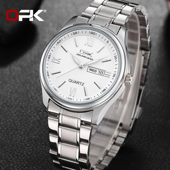 opk-กันน้ำนาฬิกาสำหรับผู้ชายนำเข้าแฟชั่นนาฬิกาส่องสว่างสแตนเลสนาฬิกาลำลอง