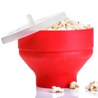 New Silicone Popcorn Maker Microwave Popcorn Bucket Foldable Silicone Popcorn Bucket Poppers Bowl DIY Popcorn Maker with Lid