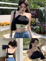 B393Belly-pocket type small vest female outer wear summer sexy ice silk suspender short style inside take sleeveless leggings with chest pad beautiful back