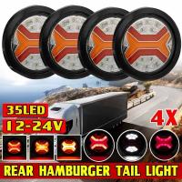 4X Flowing 35 LED Truck Trailer Rear Turn Signal Blinker Lamp 12-24V Reverse Stop Tail Lights Tractor RV Van Taillights