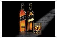 Tin Sign Metal Poster Plate (8"x12") of Johnnie Walker Whiskey Black and Double Black by Food &amp; Beverage Decor Sign