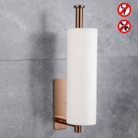 Rose Gold Toilet Paper Holder Adhesive 304 Stainless Steel for Bathroom Kitchen Paper Towel Roll Rack Long Tissue Hanging Black