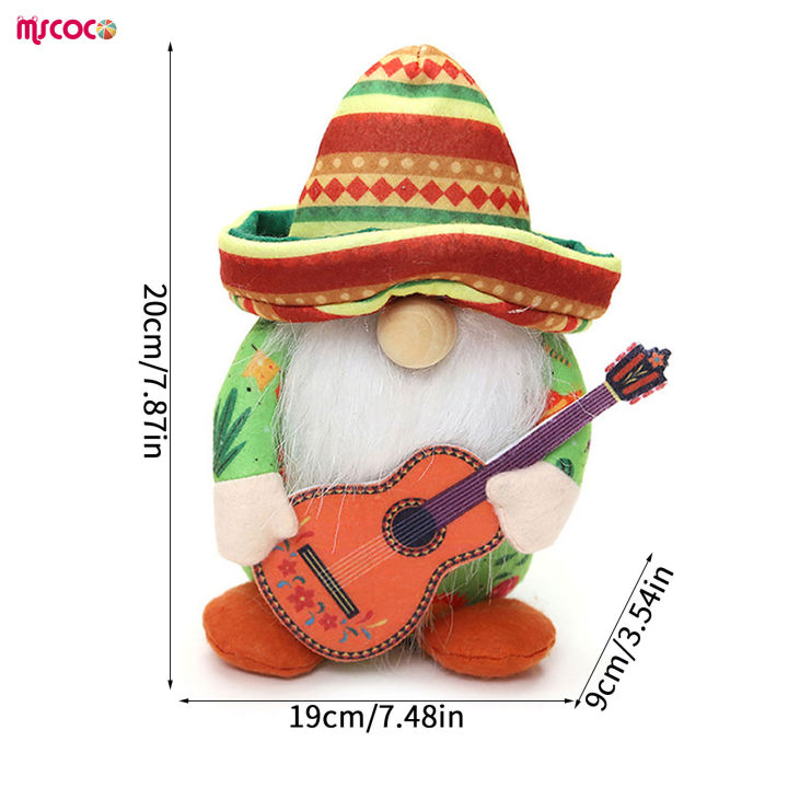 mscoco-ตุ๊กตาโนมส์ไร้หน้าสำหรับคนเม็กซิกันผ้ากำมะหยี่เอลฟ์ในหมวกเม็กซิกันตกแต่งบ้านเน้นเสียง