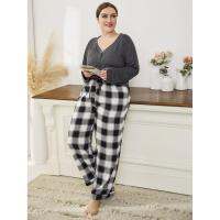 【JH】GOVOC Europe and America pajamas set womens long-sleeved trousers 2023 summer season clothing sales 20127M-BlackAndWhite