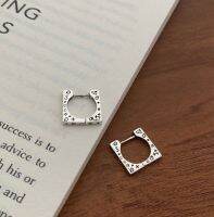 goodgift_station-Graffiti Square s925 silver earrings ต่างหูลายภาพวาดบนผนัง ทรงสี่เหลี่ยมแบบล็อค