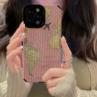 เคสโทรศัพท์ลายแผนที่ผิวสัมผัสหนังสำหรับ iPhone 14/13/12/11 Pro Max 12 13 Mini 6 6S 7 8 Plus X XR XS Max ปลอกด้านหลังนิ่มกันกระแทกแฟชั่นที่สร้างสรรค์ฝาครอบโทรศัพท์พร้อมเลนส์คลุมทั้งหมดฝาครอบป้องกันกล้อง