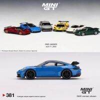 911รถรุ่น MINI GT 1:64 (992) GT3รถหล่อขึ้นรูปโลหะผสม-สีน้ำเงินฉลาม # 381-LHD