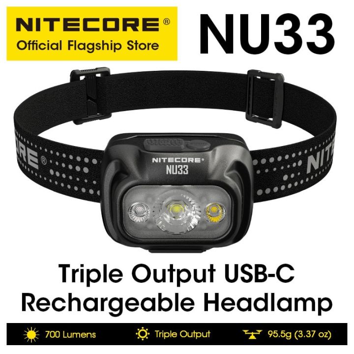 NITECORE NU33 USB-C Rechargeable Headlamp LED Triple Output 700 Lumens  Built in 2000mAh Battery for Camping Work Light Fishing Lazada PH