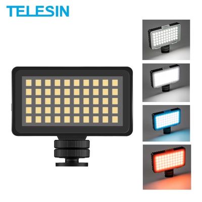 TELESIN Mini LED Video Light Photography Lamp 50pcs LEDs 6500K 3 Levels Brightness Built-in Rechargeable Battery