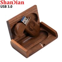 SHANDIAN Walnut Wooden USB 3.0 Flash Drive 4GB 8GB 16GB 32GB 64GB Pen drive Free LOGO Pen Drives Wedding Gifts Box Memory Stick