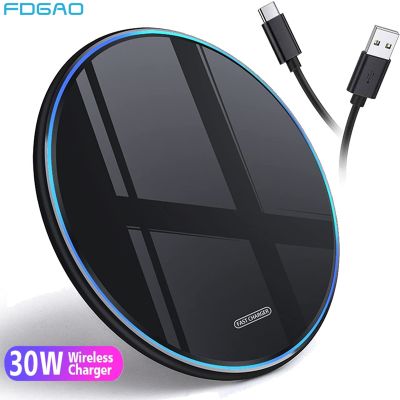 30W Wireless Charger Pad For iPhone 14 13 12 11 XS XR 8 Samsung S22 S21 Type C Induction Fast Charging Station Phone Chargers