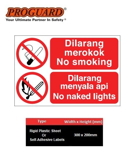 No Smoking No Naked Lights Prohibition Safety Sign Indoor Outdoor Building Plastic Sticker 5813