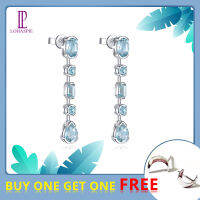 3.5 Carats Genuine Sterling Silver 925 Drop Earrings Natural Aquamarine Drop Earrings Blue Gemstone Silver For Lady Jewelry Gift