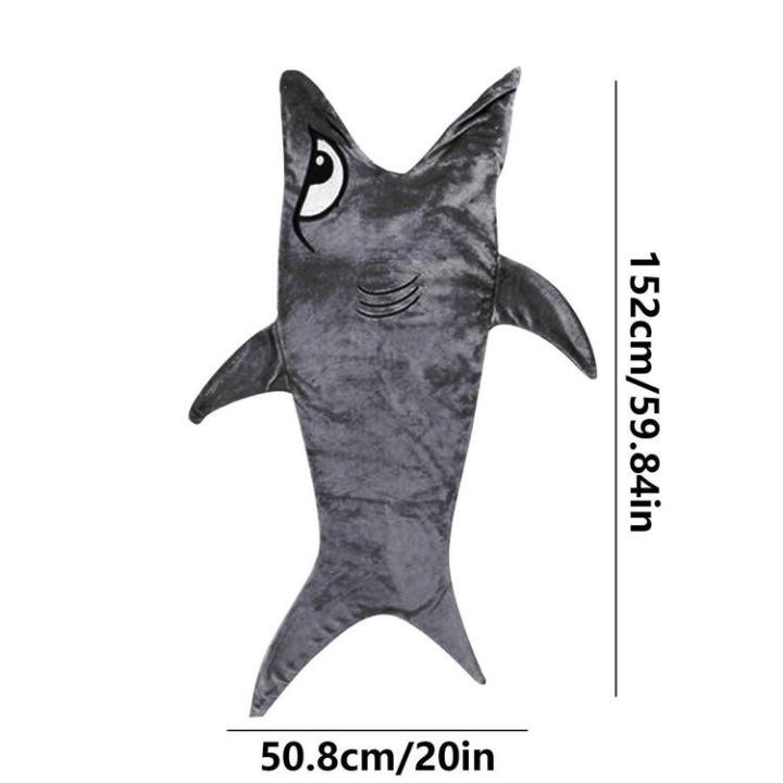 shark-sleeping-bag-double-layer-plush-animal-blanket-pajamas-onesie-wearable-hoodie-super-soft-warm-for-camping-trips-sleepovers-gatherings-party-nights-cosy