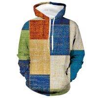 Mens Pullover Hoodie Sweatshirt Plaid Graphic Color Block Lace up Hooded Daily Holiday 3D Print Long Sleeve