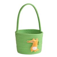 Portable Kids Toys Storage Basket Cartoon Crocodile Cotton Rope Storage Bag Desktop Neatening Picnic Party Organizer