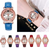 Women Diamond Watch Starry Round Dial Bracelet Watches Set Ladies Leather Band Quartz Wristwatch Female Clock Zegarek Damski