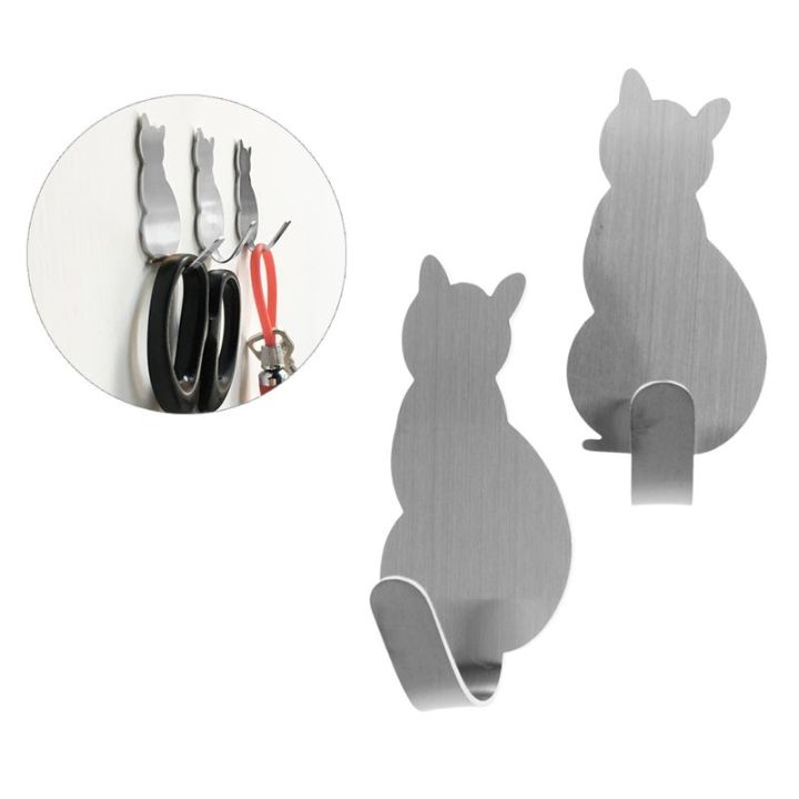 yf-8pcs-creative-sticky-hooks-cat-shaped-nail-free-stainless-steel-adhesive-towel-coat-wall-mounted-decoration