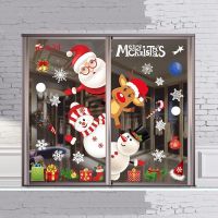 Christmas Santa Claus Window Stickers Wall Ornaments Christmas Pendant Merry Christmas Santa Claus Snowflake Decals 2022 Noel