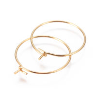 20 pcs Vacuum Plating 304 Stainless Steel Hoop Earrings Findings Wine Glass Charms Findings Golden 22 Gauge 20x0.6mm