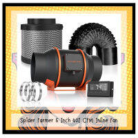 [ส่งฟรี] พัดลมดูดอากาศ Spider Farmer® 6-Inch 402 CFM Inline Fan with Smart Controller, Carbon Filter &amp; Ducting Combo