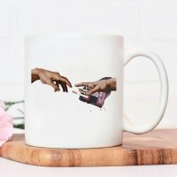 Michelangelo Hands Smoke Delivery Coffee Mug Ulzzang Vintage Women-men Aesthetic Mug 90s Ceramic Mug Juice Water Cup