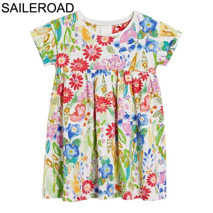 jeansame-dress-saileroad-2-8-y-สาวยูนิคอร์นชุดเด็กแขนสั้นชุดเด็กทารกชุดเจ้าหญิงฤดูร้อนผ้าฝ้ายเด็กสวมชุด