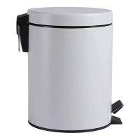 Trash Can 5 Liter Trash Can Iron Pedal Cylinder with Cover Frosted Gray Home Kitchen Bathroom Living Room Office Hotel