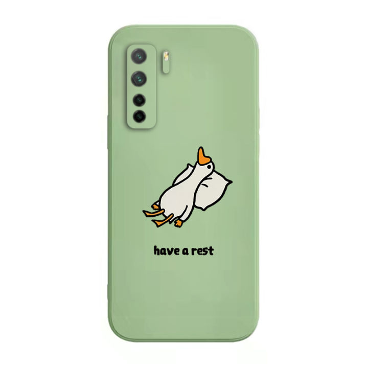 เคส-huawei-p40-lite-5g-case-เคสการ์ตูนน่ารักเป็ดเคสซิลิโคนเหลว-flocking-ฝาครอบโทรศัพท์ป้องกัน-เคสโทรศัพท์