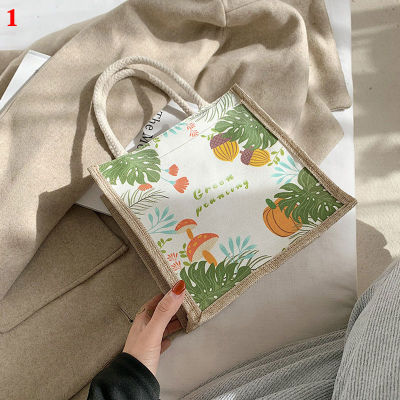Fashion Unisex Printed Handbag Multipurpose Tote Canvas Lunch Bag with Zipper Reusable Grocery Shopping Bags