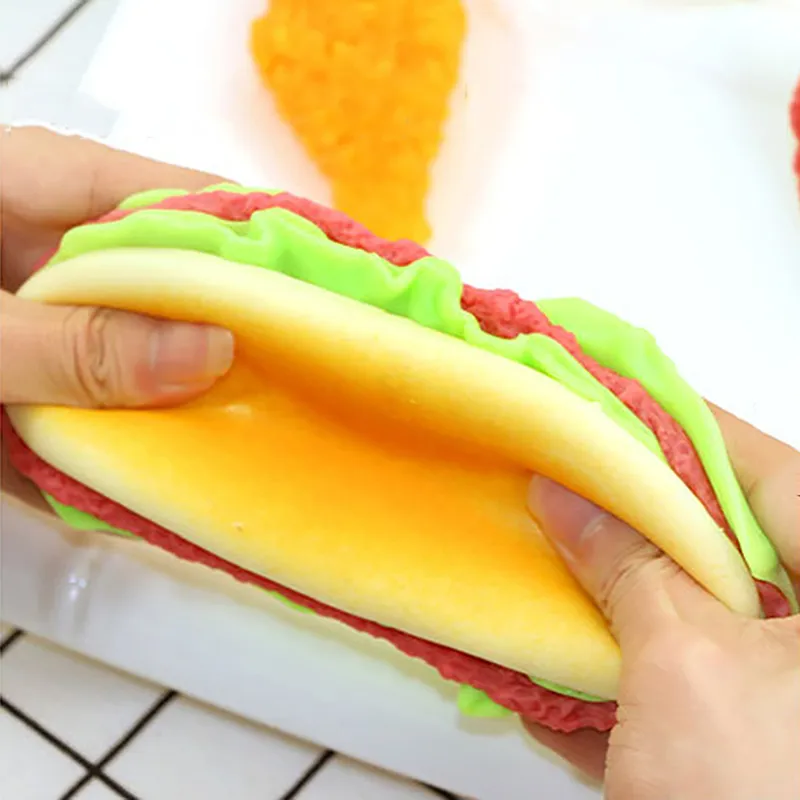 3D Burger Squishys Stress Relief Toy, Hamburger, descompressão, Squeeze Ball