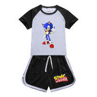 Sonic The Hedgehog ชายหญิงเสื้อยืดกางเกงขาสั้นชุดแขนสั้นการ์ตูนหลวม Tees กางเกง2ชิ้นชุดนอนฤดูร้อนเด็กกีฬาเสื้อผ้า YD1054