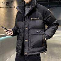 High-end double-spell texture retro black light and thin mens down jacket short coat 2021 new winter