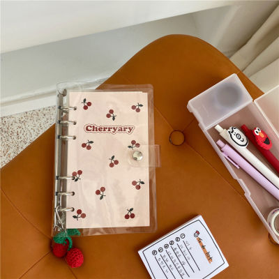 Transparent Pvc Cherry Spiral Loose Leaf Binder Notebook A6 Cover School Grid Lined Diary Notebook Journal Papeleria Stationery