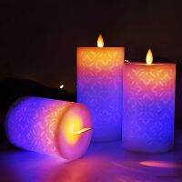 【CW】 Hollow-out Floral Pattern Led Candle Dancing Paraffin Wax Pillar for Wedding