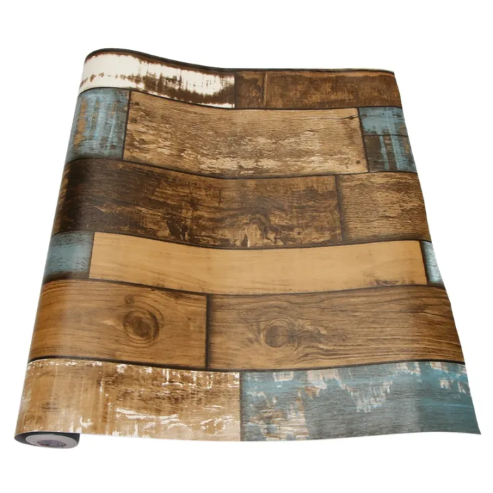 6M Vinyl 3D Rustic Wood Wallpaper Peel and Stick Wallpaper Self Adhesive Wallpaper Wood Contact