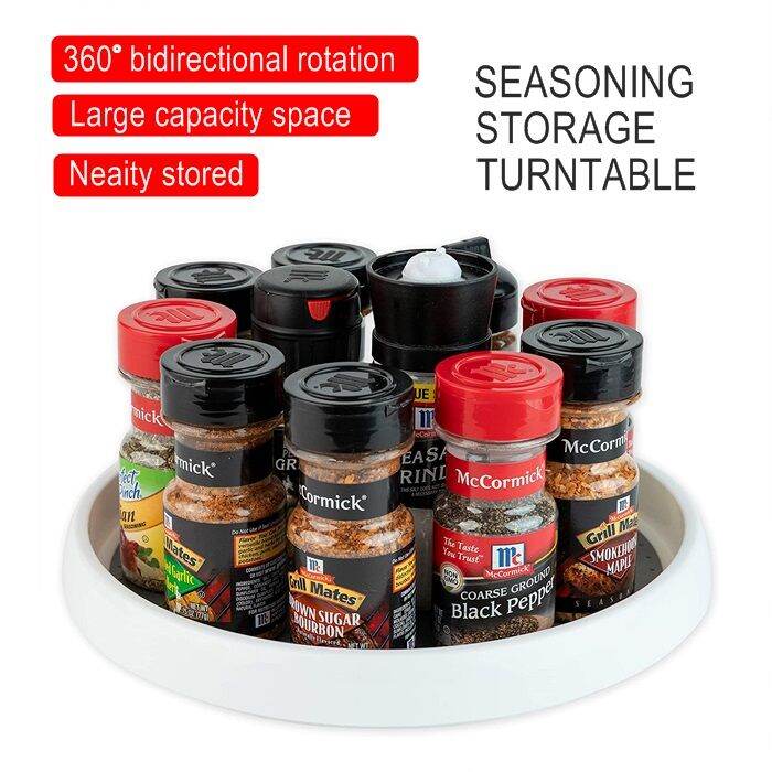 Kitchen Rotating storage tray Space Saving Organizers Rack Condiment Storage Round Shelf Lazada