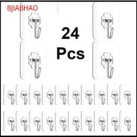 8JIA8HAO 24Pcs อะคริลิค ตะขอติดผนัง กาวในตัว โปร่งใสโปร่งใส ตะขอในห้องน้ำ ใช้งานได้จริง กาวติดแน่น ไม้แขวนในครัว อุปกรณ์สำหรับห้องครัว