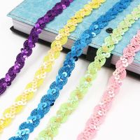 2-14 Meters S Shape Wave Lace Sequins Trim Fabric Decorative Ribbons For Sewing Garments DIY Handmade Craft Accessories 1.5cm Fabric  Material