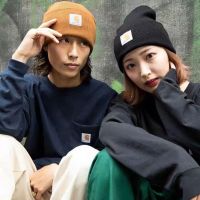 Carhartt สำหรับทั้งหญิงและชายหมวกผ้าแบบสวมคู่กับหมวกถักแบบคลาสสิกหมวกขนสัตว์อบอุ่นแบบใหม่