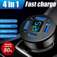 Car Charger 4-Port Usb Fast Charging ไฟแช็ก4 In1 3.0รถศัพท์ Quick Charger Adapter สำหรับ C6e9