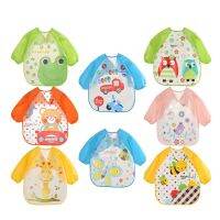 Cute Baby Bibs Waterproof Long Sleeve Apron Eating Kids Feeding Smock Burp Painting Drawing Soft Toddler Clothing Bandana Bibs Aprons