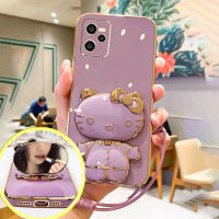 เคสโทรศัพท์สำหรับ Realme C55 C35 C33 C30 C30S พร้อมกระจกและสายรัดสั้น