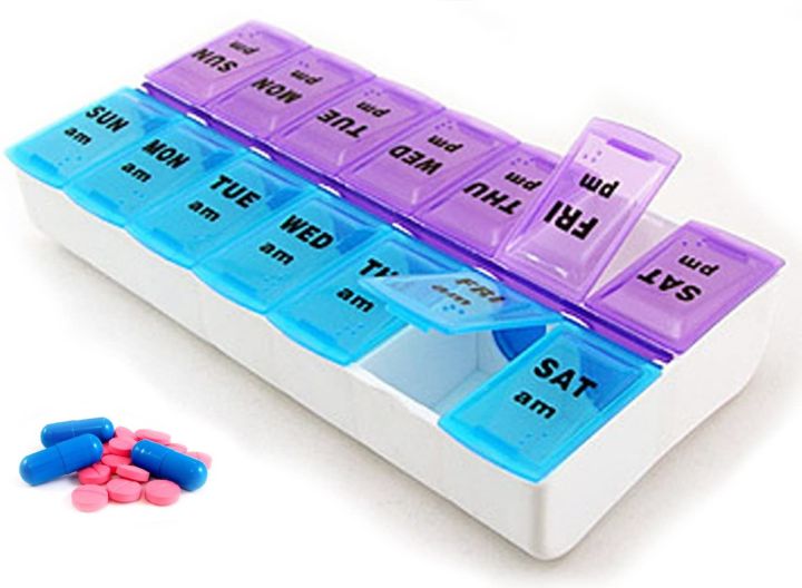 pill-organizer-กล่องใส่ยาเม็ด-ตลับใส่ยาแต่ละวัน-กล่องใส่ยา-14-ช่อง-กล่องใส่ยาเม็ด-ตลับใส่ยา-กล่องใส่ยา-กล่องใส่ยา-7-วัน-กล่องใส่ยาพกพา-กล่องยา