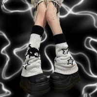 【CW】 Gothic Y2k Star Print Knitted Leg Warmers Socks Punk Kawaii Streetwear Cover